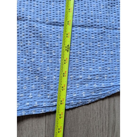 Lands End XXL Blue Short Sleeve Seersucker Anchor Print Button-Down Shirt - Picture 5 of 6